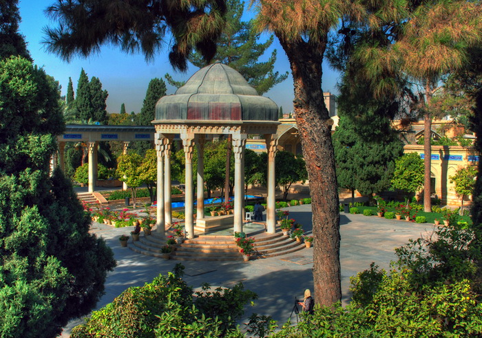 Tomb of Hafez, the popular Iranian poet whose works are regarded as a pinnacle in Persian literature and have left a considerable mark on later Western writers, most notably Goethe, Thoreau, and Emerson