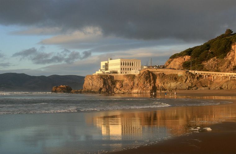 View of Cliff House from Ocean Beach