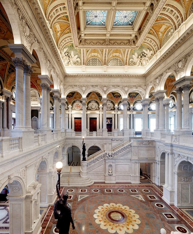  photograph of the Great Hall in the Thomas Jefferson building The Great Hall interior