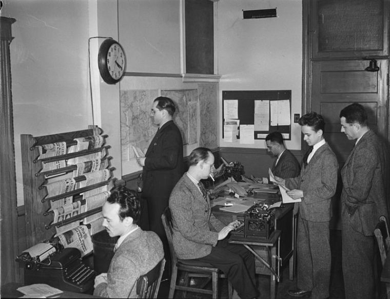 Journalists at work in Montreal circa 1940s